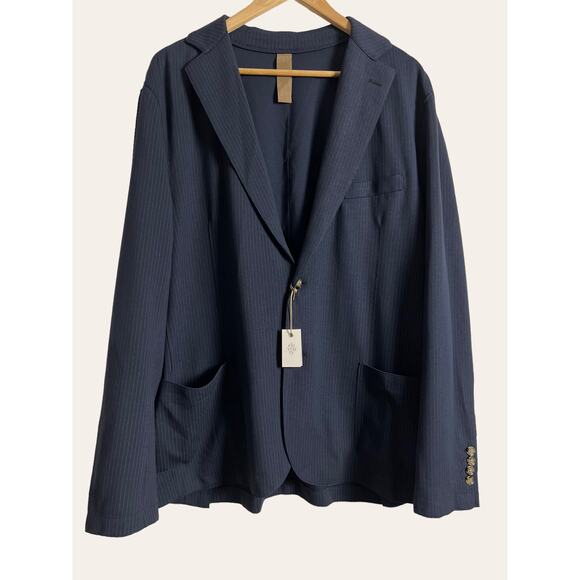Eleventy Platinum Navy Blue Pinstripe Blazer Sport Coat Jacket Size 3XL - Picture 1 of 10